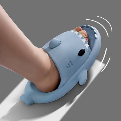 Fashion Cartoon Shark Shape Soft Sole Slippers Unsiex Platform Bathroom Cloud Sandal Non-Slip Flip Flops Women Men Indoor Slides