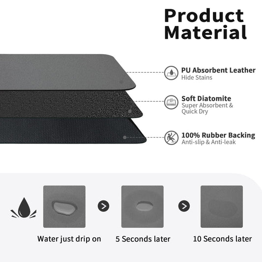 Diatomaceous Earth Kitchen Counter Drying Mat - Absorbent, Easy Clean, Stain Resistant