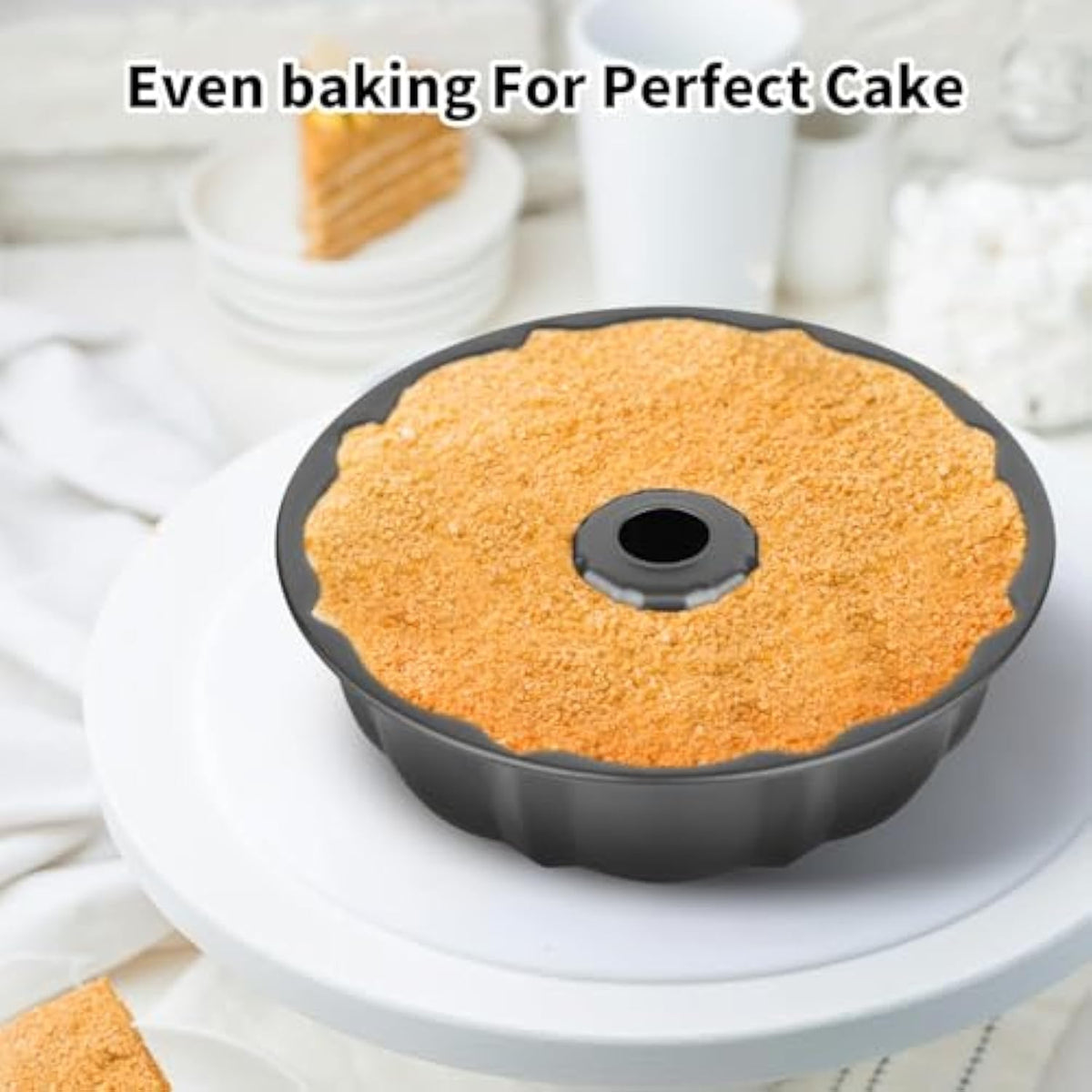Non-stick Cake Pan Heavy Duty Carbon Steel Fluted Tube Round Cake Baking Pan Pound Cake Pan Buntz Cake Pan Tube Bakeware Cake Mold Baking Mold For Jello Gelatin Chocoflan Flan