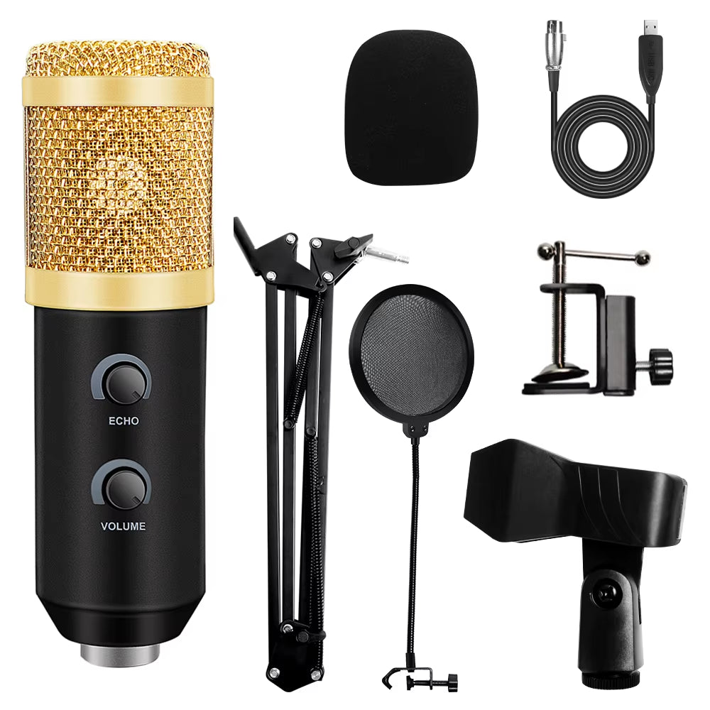 USB Microphone with Arm E20 Condenser Computer Mic Stand with Ring Light Studio Kit for Gaming Youtube Video Record 2021 Upgrade