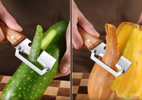 Vegetable Peeler With Wooden Handle And Bottle Opener 2 In 1 Stainless Steel Kitchen Tool For Fruit Potato Pumpkin Kitchen Gadgets