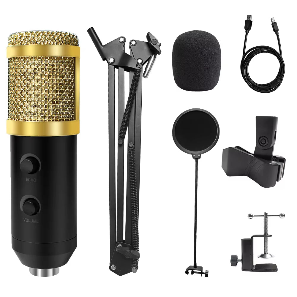 USB Microphone with Arm E20 Condenser Computer Mic Stand with Ring Light Studio Kit for Gaming Youtube Video Record 2021 Upgrade