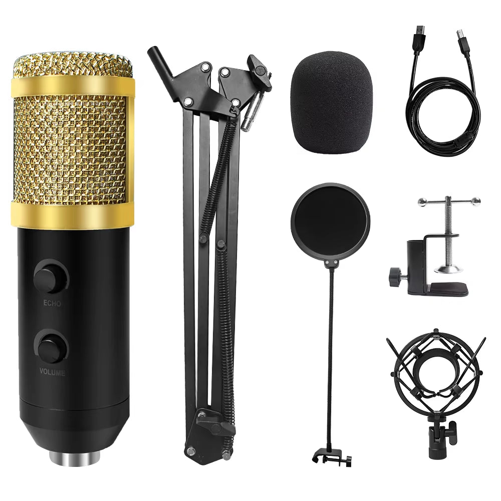 USB Microphone with Arm E20 Condenser Computer Mic Stand with Ring Light Studio Kit for Gaming Youtube Video Record 2021 Upgrade