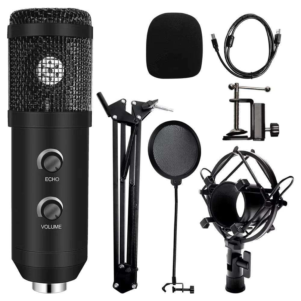 USB Microphone with Arm E20 Condenser Computer Mic Stand with Ring Light Studio Kit for Gaming Youtube Video Record 2021 Upgrade