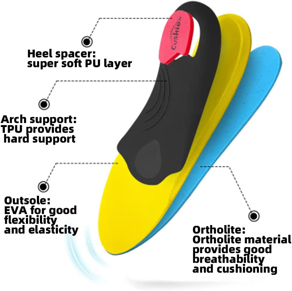 Heavy Duty Support Pain Relief Orthotics - 220+ Lbs Plantar Fasciitis High Arch Support Insoles for Men Women, Flat Feet Orthotic Insert, Work Boot Shoe Insole, Absorb Shock with Every Step