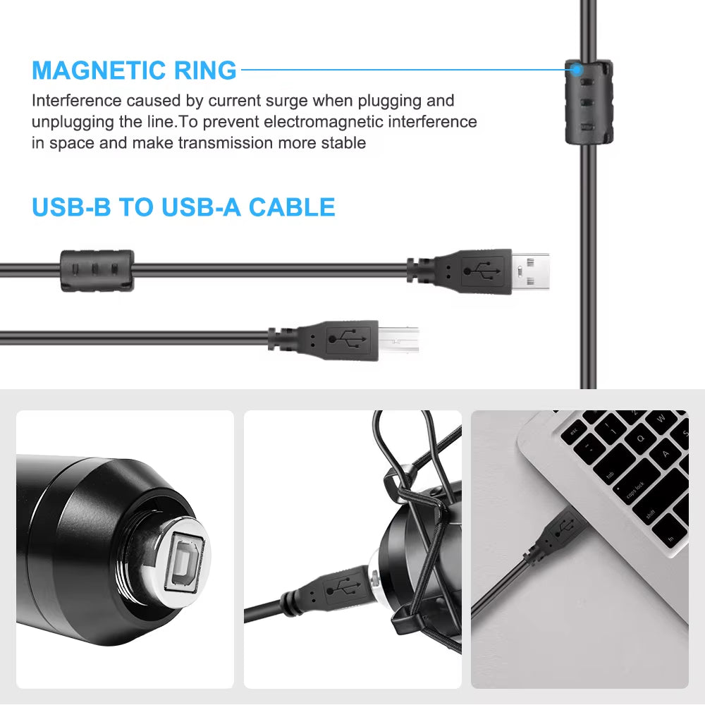 USB Microphone with Arm E20 Condenser Computer Mic Stand with Ring Light Studio Kit for Gaming Youtube Video Record 2021 Upgrade