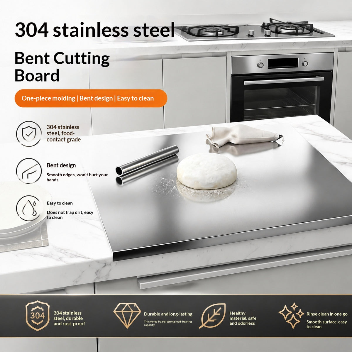 Stainless Steel Cutting Board - Mold-Resistant - Kitchen Supplies