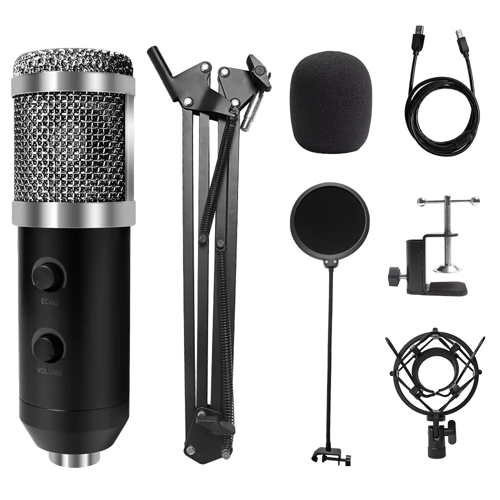 USB Microphone with Arm E20 Condenser Computer Mic Stand with Ring Light Studio Kit for Gaming Youtube Video Record 2021 Upgrade